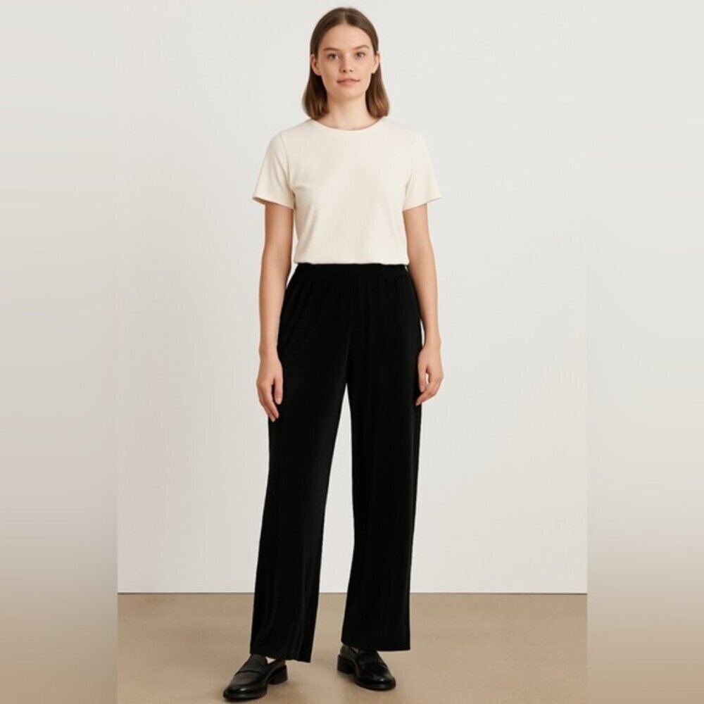 Devoted Black Pleated Wide-Leg Pants - Size L